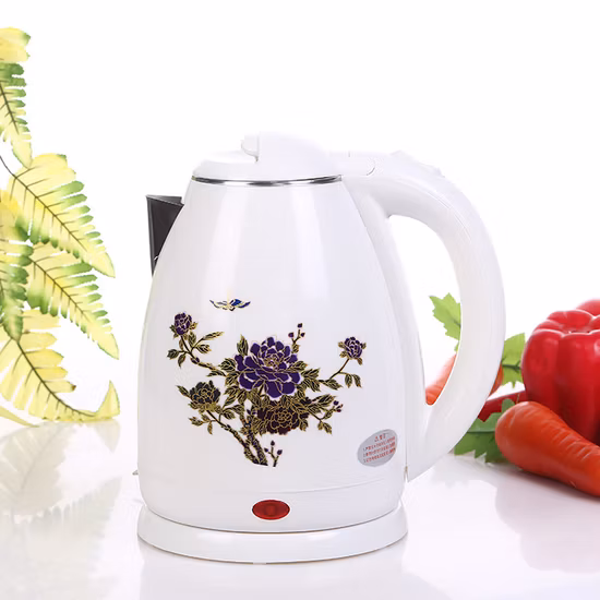 Chaleira elétrica com forro interno de cerâmica branca de aço inoxidável