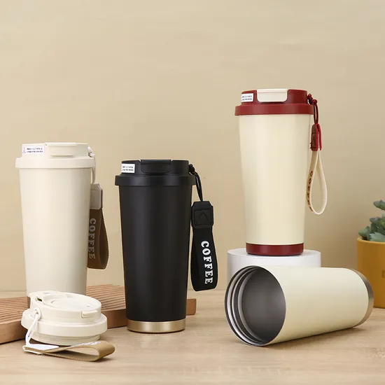 Caneca de viagem de parede dupla com isolamento térmico de aço inoxidável para café